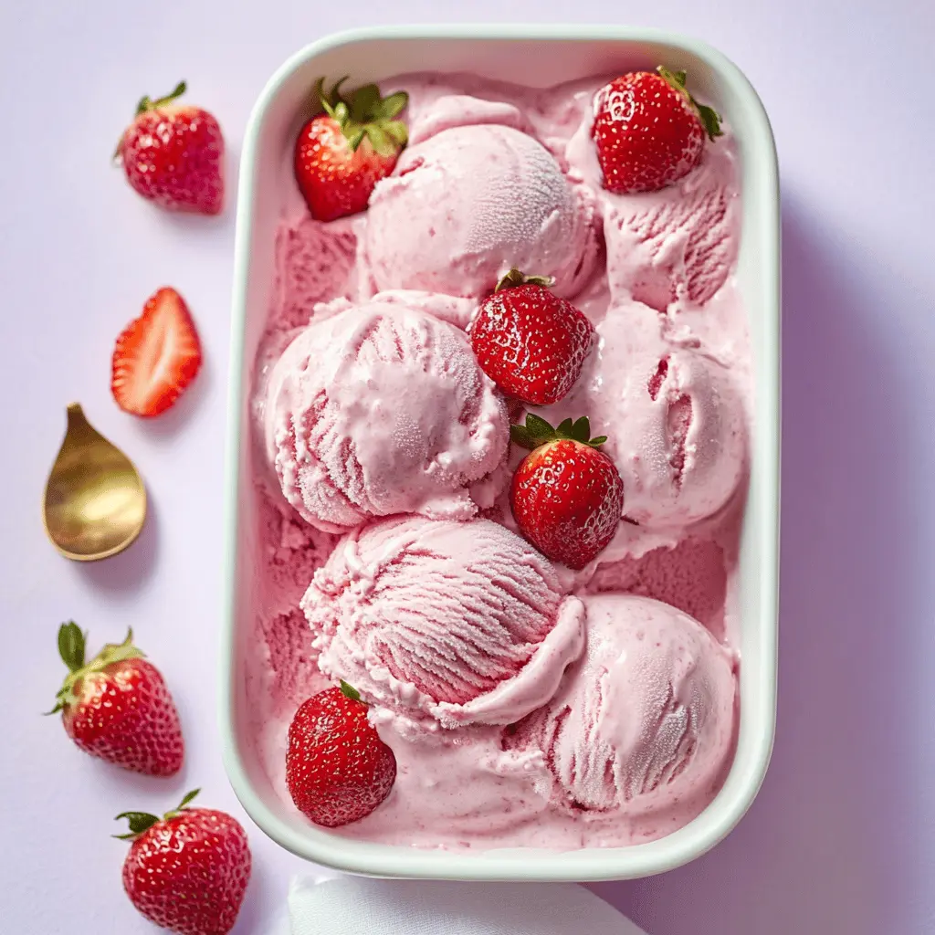 Easy 3-Ingredient No-Churn Strawberry Ice Cream