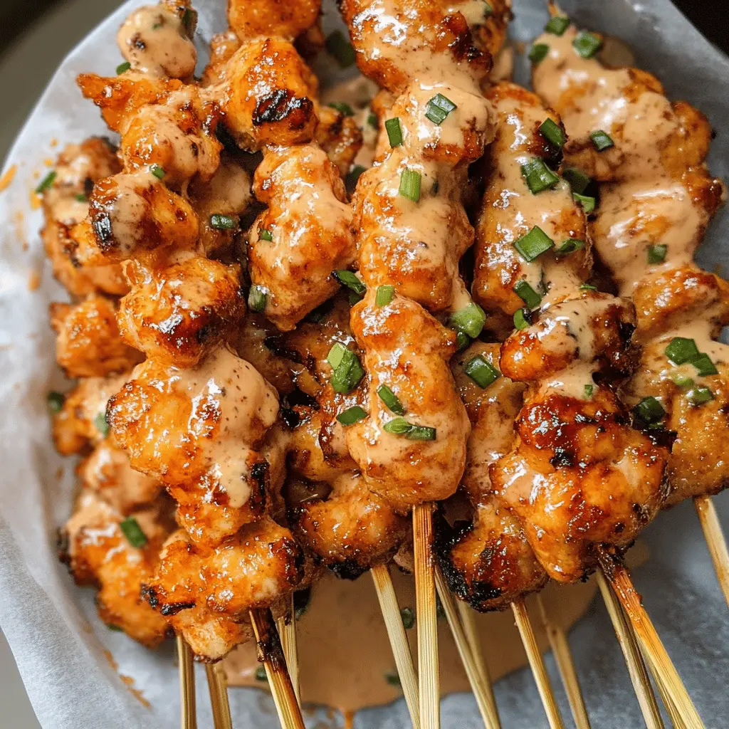 Get ready for a fun twist on dinner with these Bang Bang Chicken Skewers! Juicy chicken is marinated to perfection and then grilled to crispy delight. Drizzled with a creamy, spicy sauce, they are bursting with flavor and are perfect for gatherings or a cozy weeknight meal. Save this recipe for your next BBQ or appetizers night!