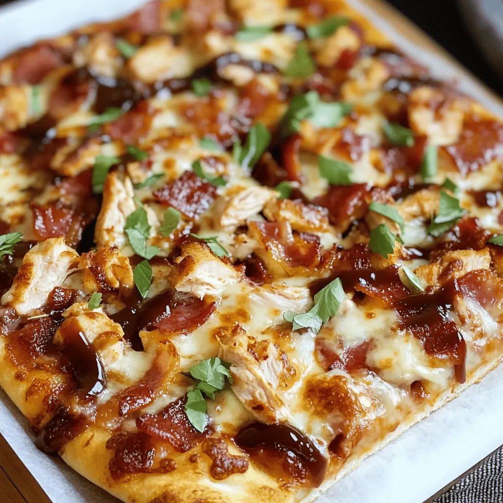 Looking for a crowd-pleaser? This BBQ Chicken Bacon Pizza is packed with flavorful chicken, crispy bacon, and zesty BBQ sauce on a golden crust. Perfect for game nights or cozy family dinners, it's a must-try! Save this recipe and impress your friends with a dish that everyone will love! Enjoy the ultimate combination of sweet and savory!