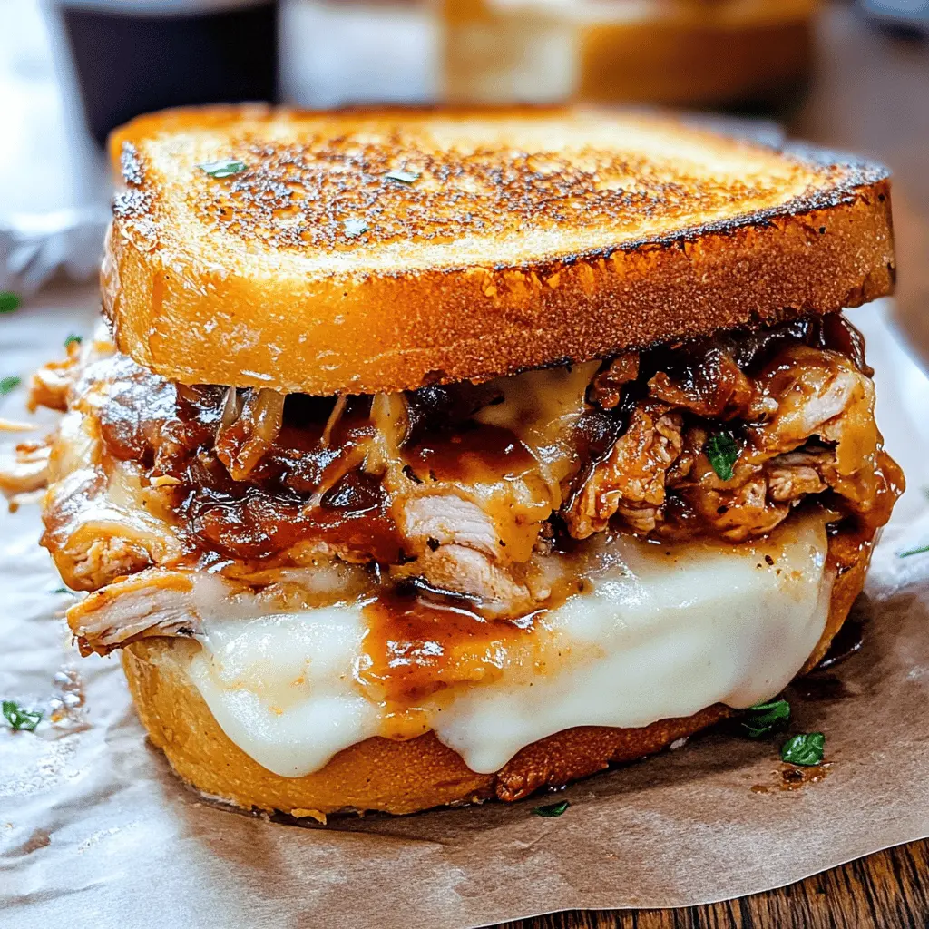 This BBQ Chicken Grilled Cheese is the ultimate comfort food! Imagine melted cheese paired with tender BBQ chicken and crispy bread for a delicious crunch. Perfect for lunch or a cozy dinner, this recipe combines sweet and smoky flavors that everyone will love. Save this pin to bring cheesy joy to your table next time you're craving something special!