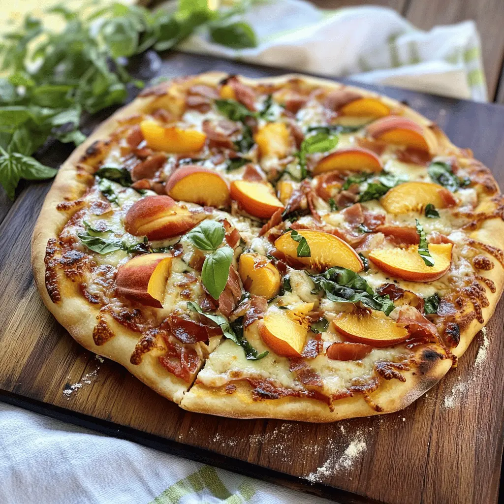 Elevate your pizza night with this delicious Brick-Oven Style Peach and Prosciutto Pizza! Featuring fresh peaches, savory prosciutto, and a perfect crispy crust, this recipe is a delightful blend of sweet and salty flavors. Perfect for summer gatherings or cozy dinners. Save this recipe to impress your guests at your next get-together!
