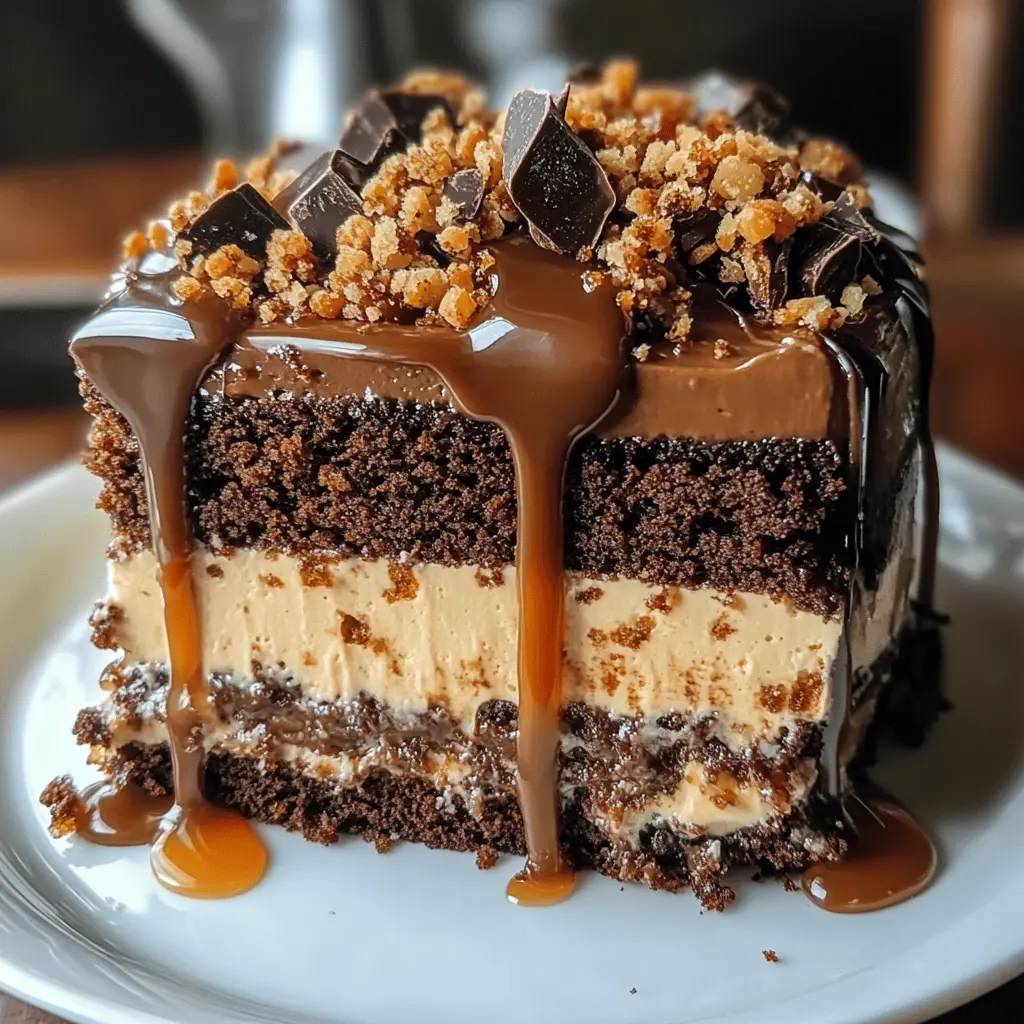 This Chocolate Caramel Toffee Crunch Cake is a delight for any dessert lover! Layered with rich chocolate cake, creamy caramel, and a crunchy toffee topping, it's a showstopper for birthdays, gatherings, or just a sweet treat at home. Save this recipe to impress your friends and family with your baking skills! Perfect for celebrations or cozy nights in!