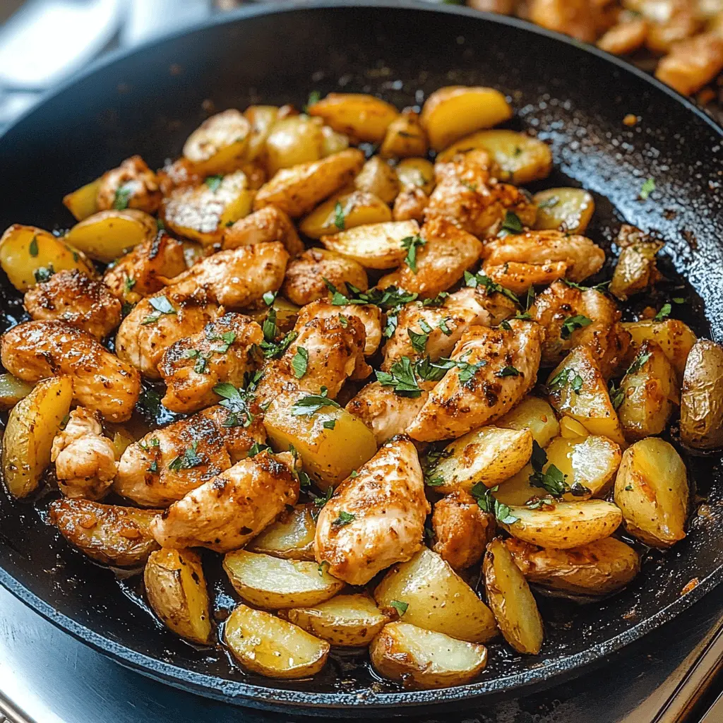 Quick, easy, and packed with flavor! This Garlic Butter Chicken and Potatoes Skillet combines juicy chicken thighs with crispy potatoes, bathed in a rich garlic butter sauce. Perfect for a weeknight dinner or meal prep, it's a one-pan wonder that saves time on cleanup. Save this recipe for a delicious family meal!