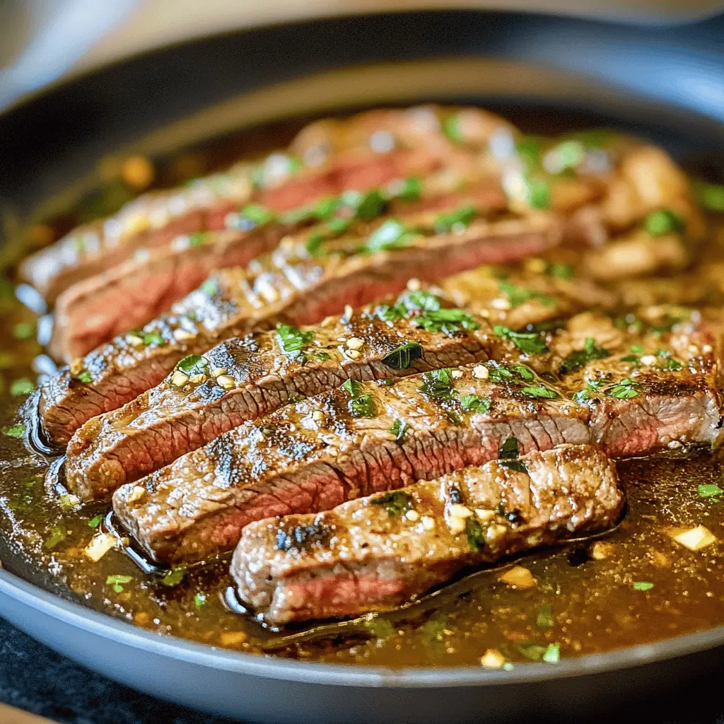 Juicy flank steak drizzled in rich garlic butter is a game-changer for dinner! This simple oven recipe not only delivers amazing flavors but also makes for an impressive meal any night of the week. Perfect for family gatherings or a cozy date night. Save this delicious garlic butter skillet flank steak recipe for your next culinary adventure!