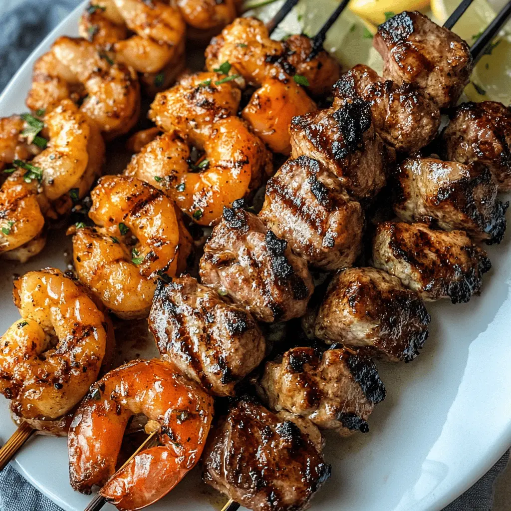 Enjoy the perfect combination of juicy steak and succulent shrimp with these Grilled Surf and Turf Skewers! Packed with bold flavors and a simple marinade, this recipe is ideal for summer barbecues or cozy dinners. You won’t want to miss out on these delightful skewers. Save this recipe for your next gathering or weeknight meal!