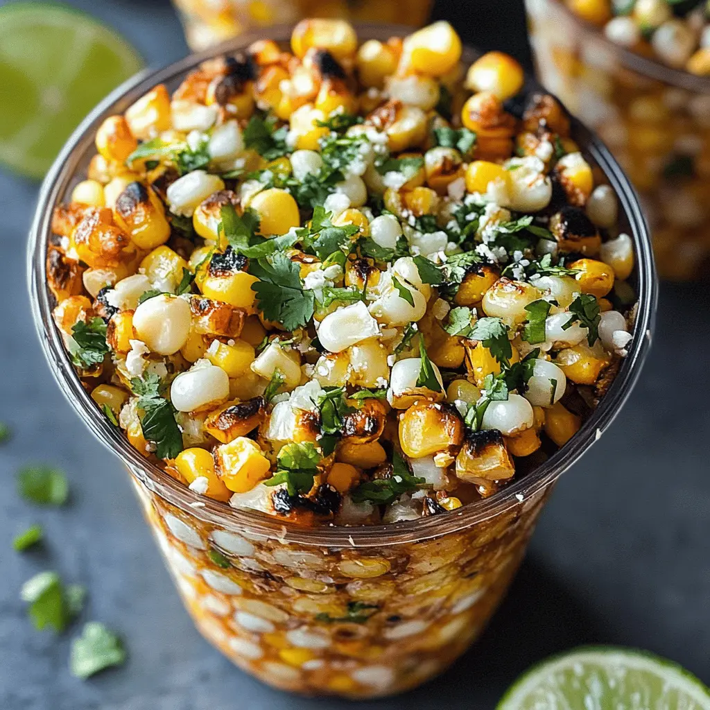 Looking for a tasty twist on corn? These Mexican Corn Cups (esquites) are bursting with flavor! Made with fresh corn, lime, lime, chili powder, and a hint of cheese, they're perfect for snacking or a fun side dish at your next gathering. Save this recipe to impress friends and family on your next taco night!