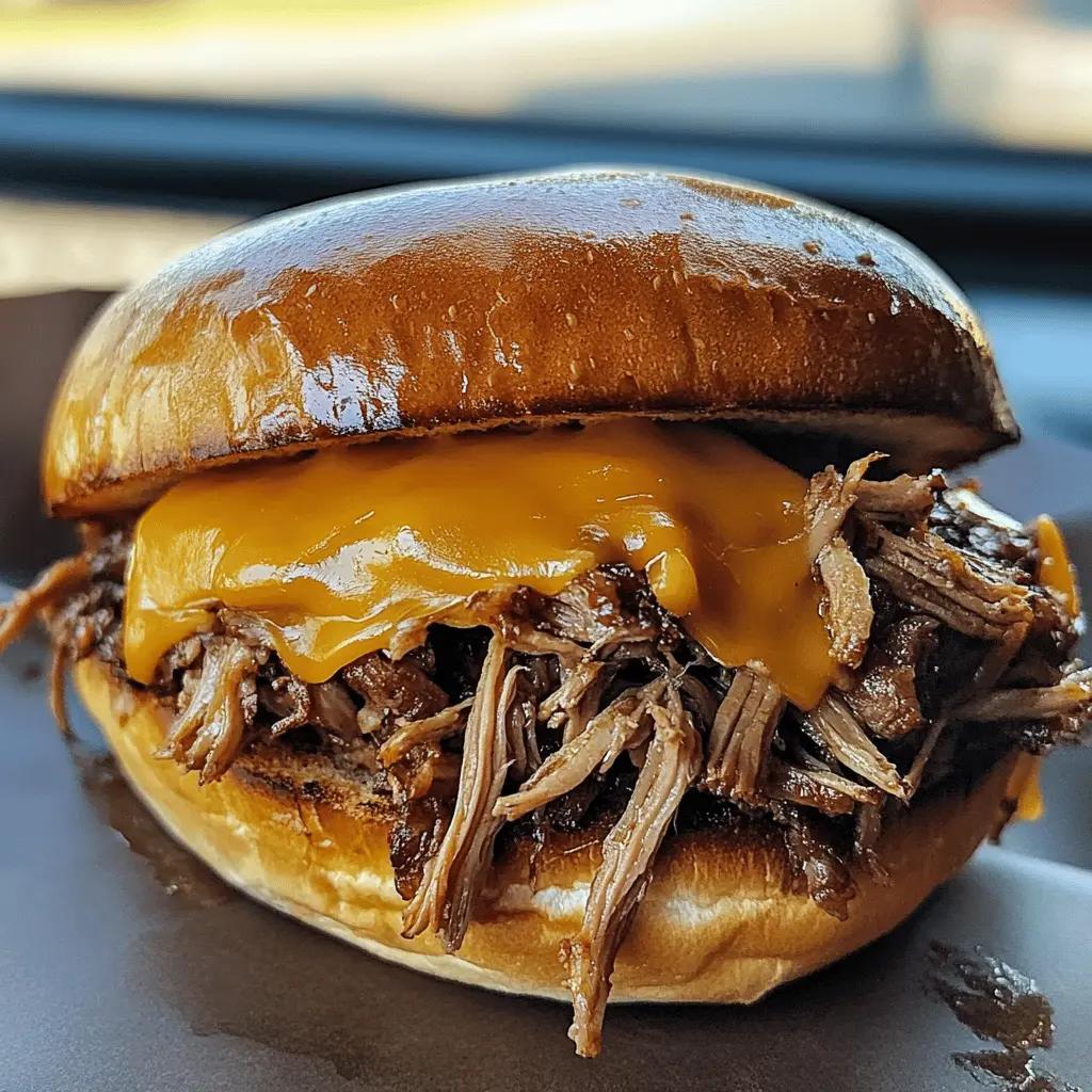 This Pulled Beef Sandwich is perfect for game days or casual gatherings! Slow-cooked to perfection, the tender beef is infused with hearty flavors and served on a warm bun. Ideal for BBQ lovers and make-ahead meals. Don't forget to bookmark this recipe for your next family get-together or picnic!