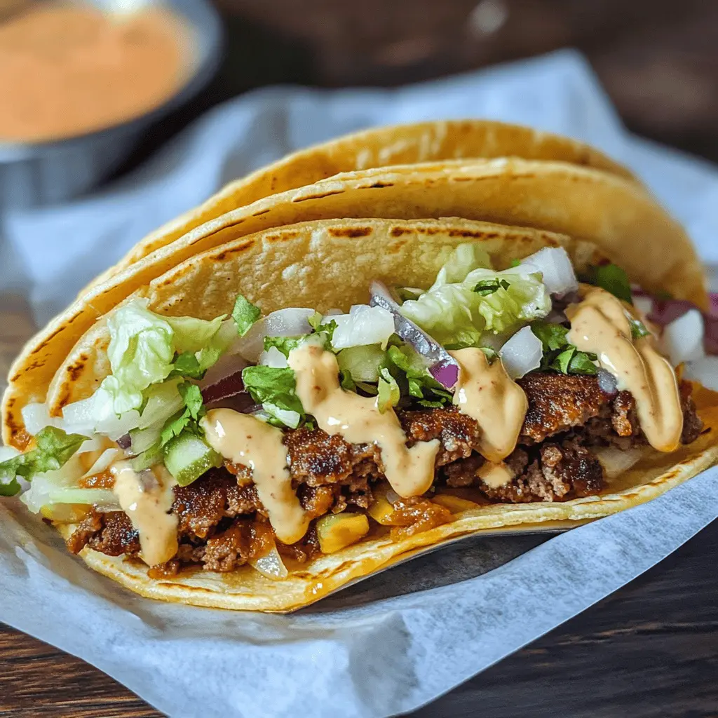 Get ready to enjoy a fun twist on taco night with these Smash Burger Tacos! Featuring juicy beef patties, melted cheese, and your favorite toppings all wrapped in warm tortillas, this recipe combines the best of burgers and tacos in every delicious bite. Perfect for a casual dinner or game day treat, save this recipe to impress your friends and family! 🍔🌮
