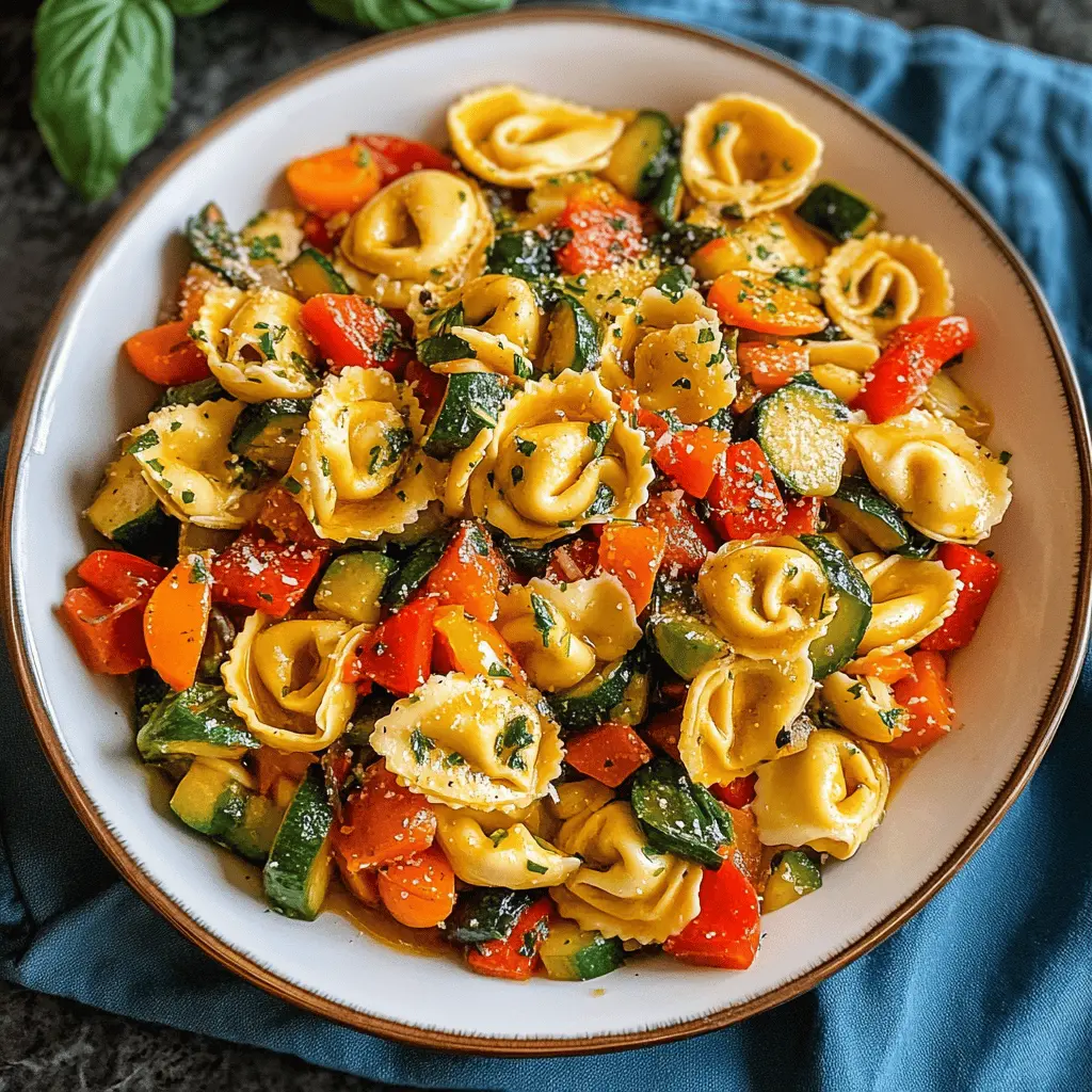 This vibrant Tortellini with Sautéed Vegetables dish features tender tortellini tossed with a medley of colorful veggies, creating a wholesome and fulfilling meal. Enjoy the fresh flavors of bell peppers, zucchini, and spinach that complement the pasta perfectly. Save this recipe for a quick weeknight dinner or a delightful lunch whenever you're in the mood for something tasty and healthy!