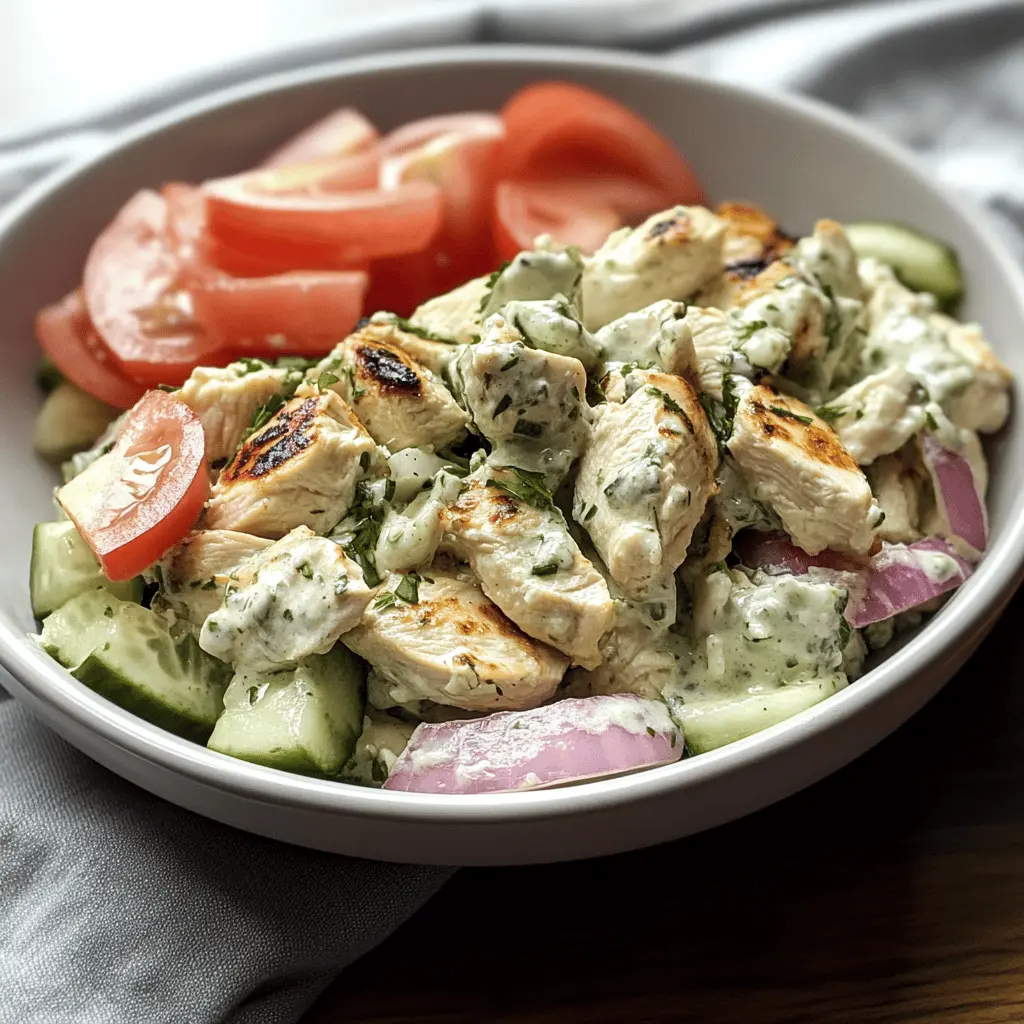 Refreshing and light, this Tzatziki Chicken Salad is perfect for warm days! Packed with tender chicken, crisp veggies, and a creamy, tangy tzatziki dressing, it’s a flavor-packed meal that’s easy to make. Great for a quick lunch or a delightful dinner. Save this recipe for your next picnic or family gathering!