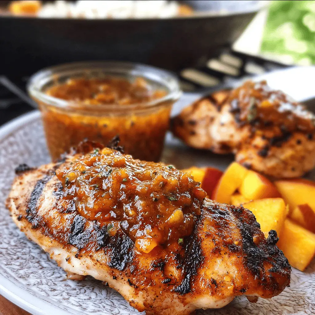 Easy Grilled Chicken with Sweet Peach Chipotle Sauce