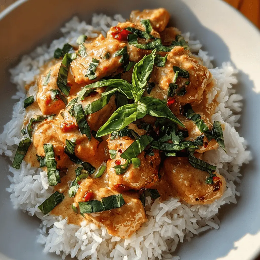 Easy Spiced Coconut Basil Chicken with Rice