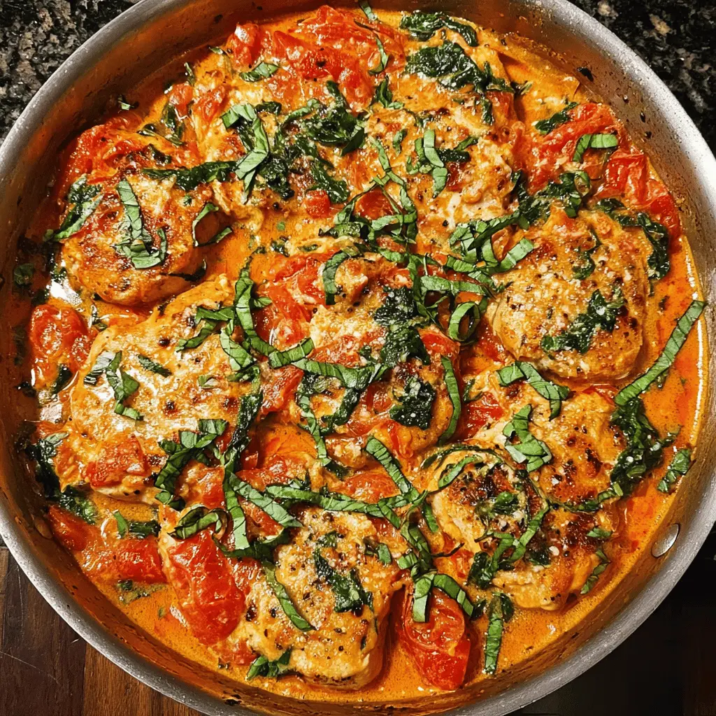 Easy Creamy Tomato Basil Chicken Skillet
