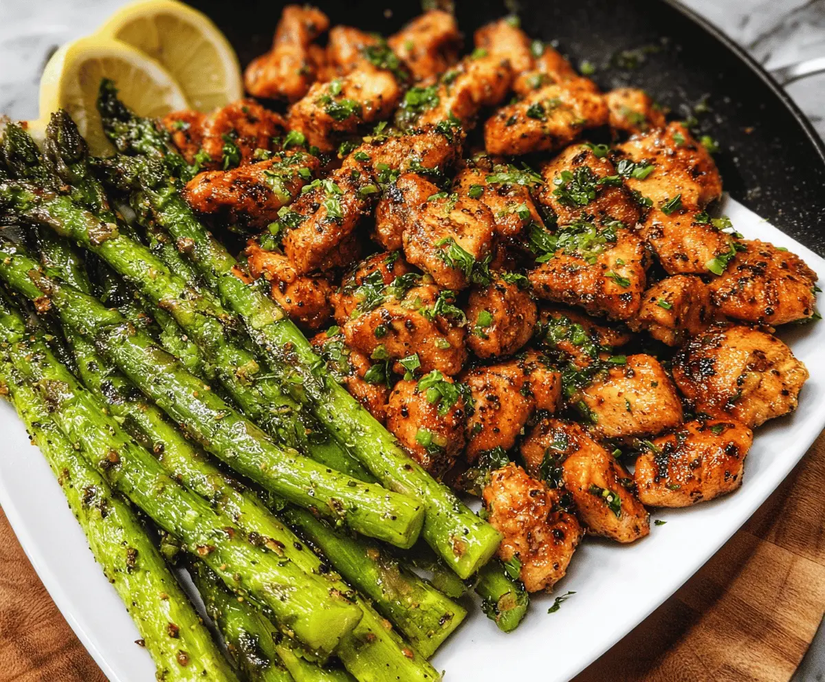 Easy Garlic Butter Chicken Bites with Asparagus