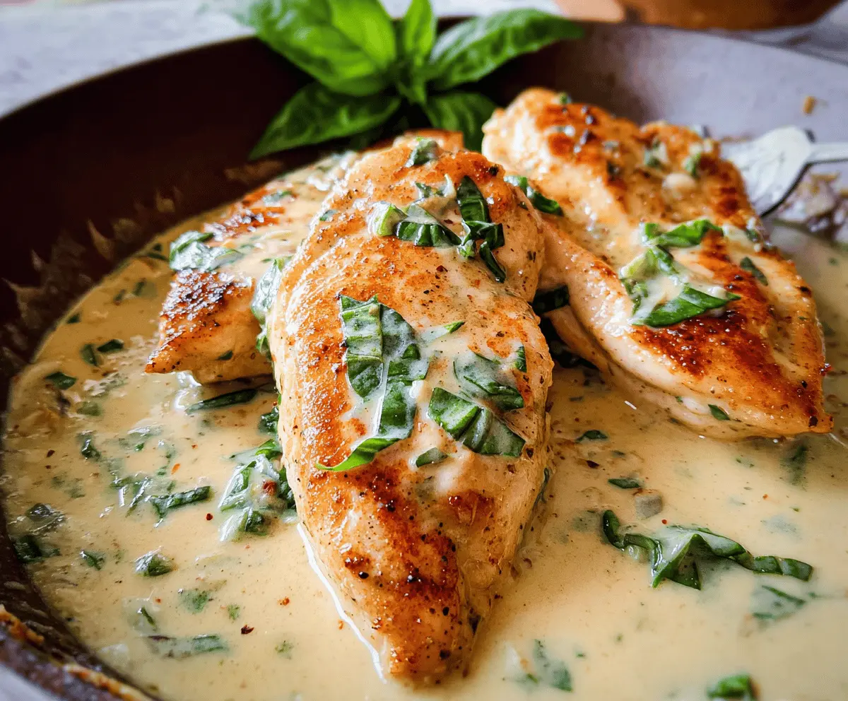 Easy Creamy Basil Chicken Breasts Recipe