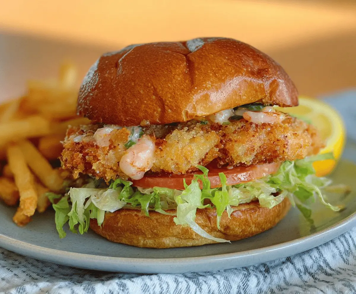Easy Crispy Fried Shrimp Burger Recipe