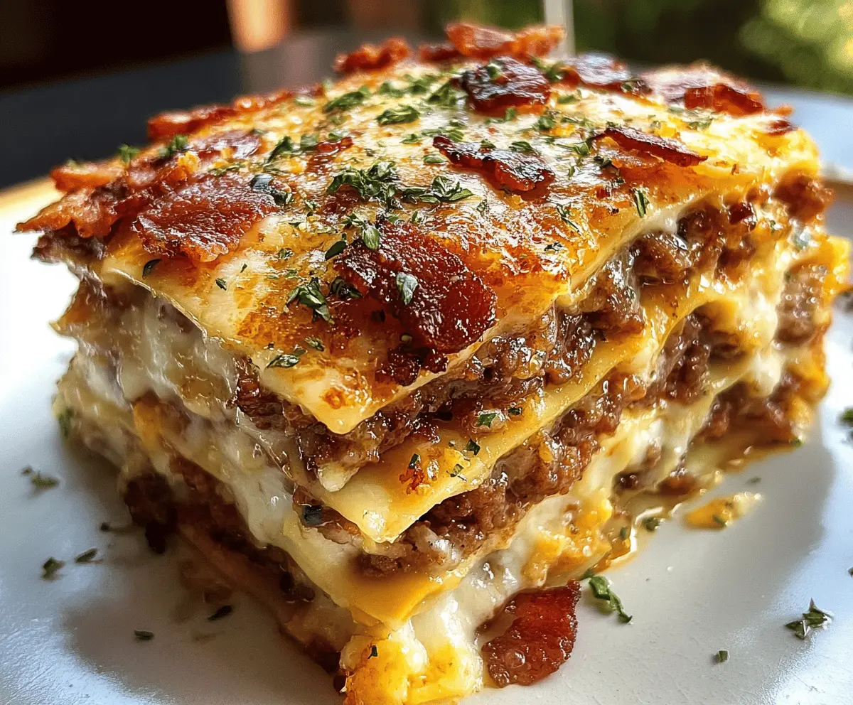 Easy Parmesan Garlic Bacon Cheeseburger Lasagna