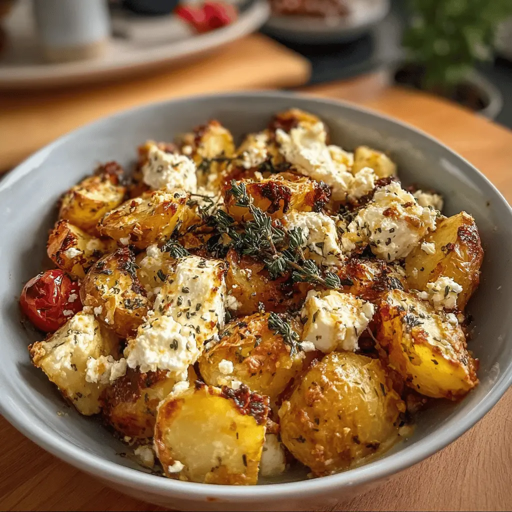 Easy Baked Feta Potatoes with Garlic and Herbs