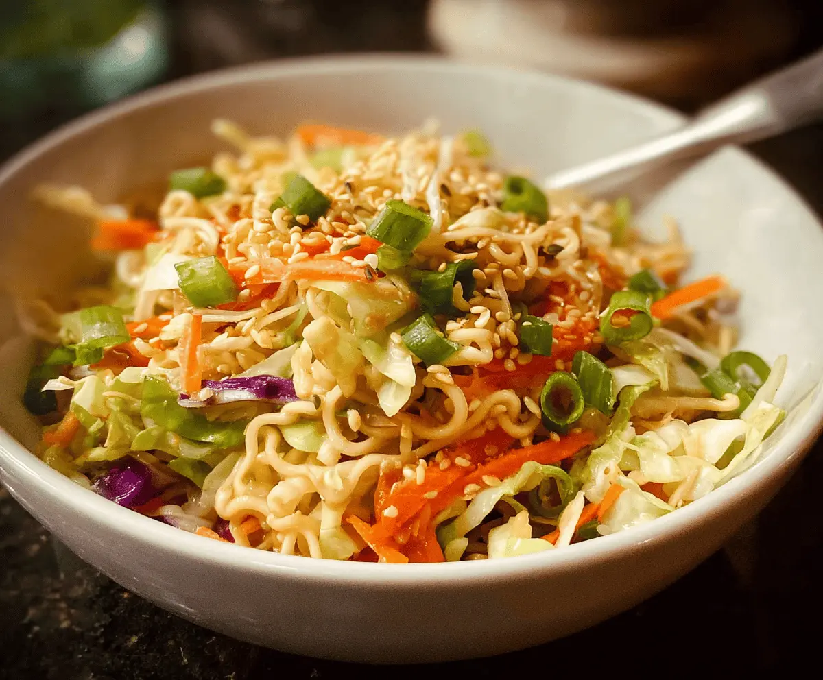Easy Asian Cabbage Crunch Salad With Ramen