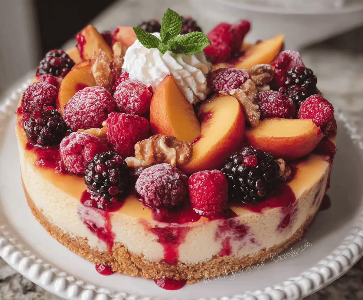 Easy Summer Berry and Peach Cheesecake Recipe