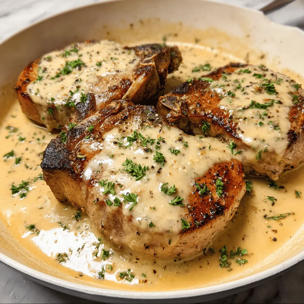 Slow Cooker Pork Chops in Creamy Garlic Parmesan Sauce