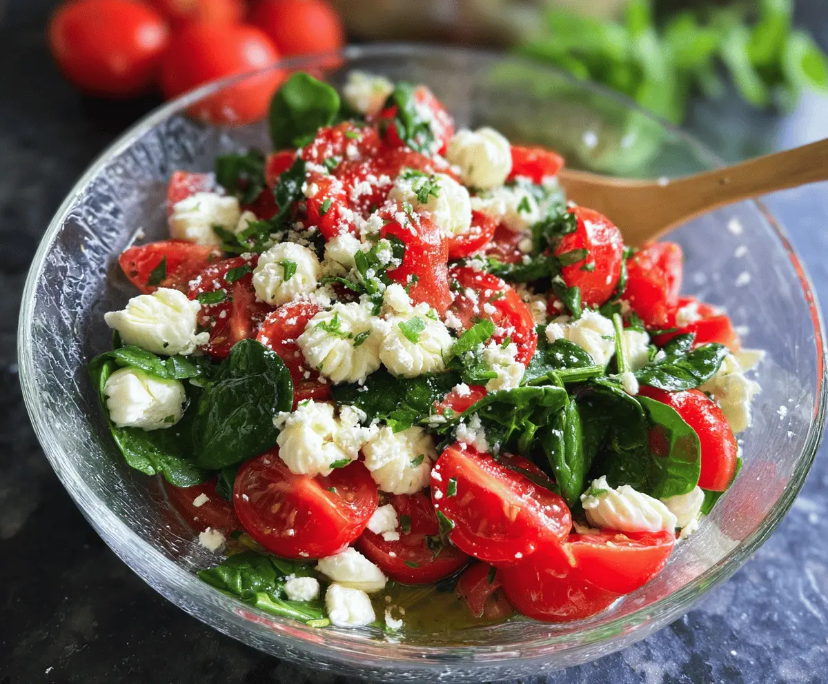 Easy Spinach Tomato Salad with Feta Cheese