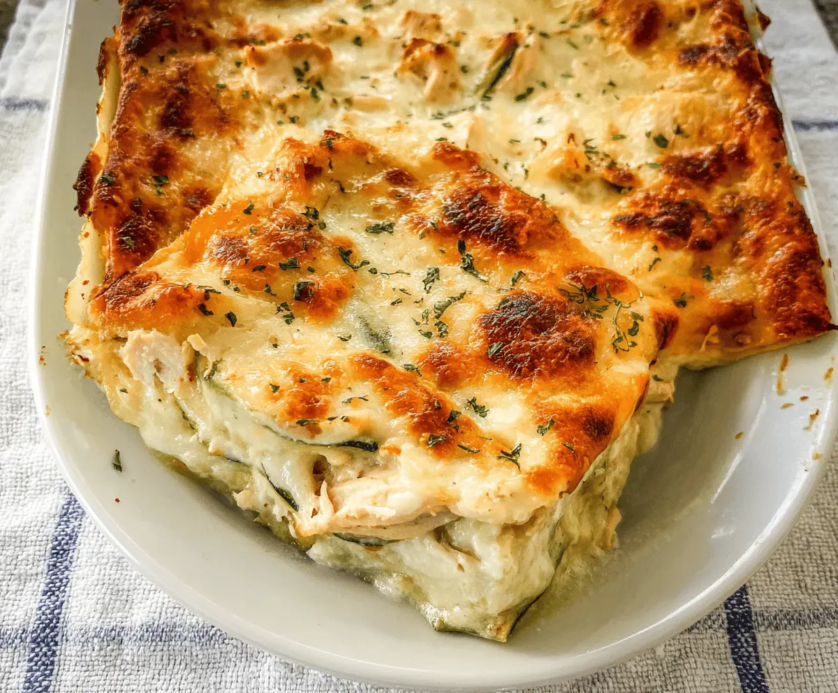 Creamy Chicken Alfredo Zucchini Lasagna Recipe