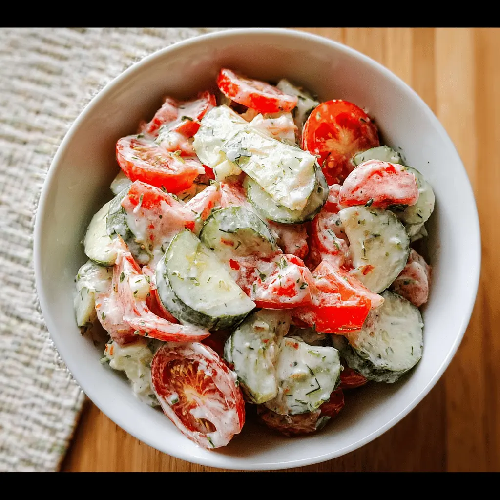 Creamy Cucumber Tomato Salad with Fresh Herbs