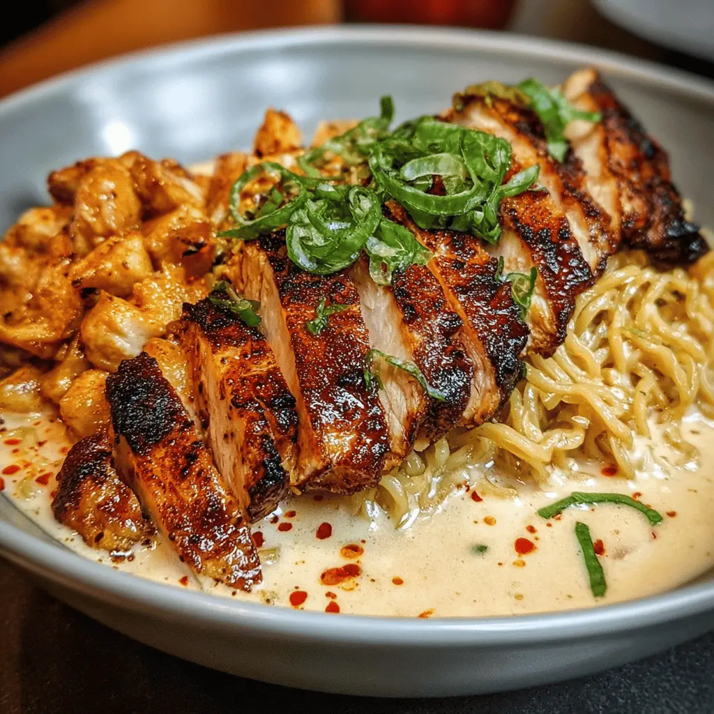 Fiery Chicken Ramen with Creamy Garlic Sauce Recipe