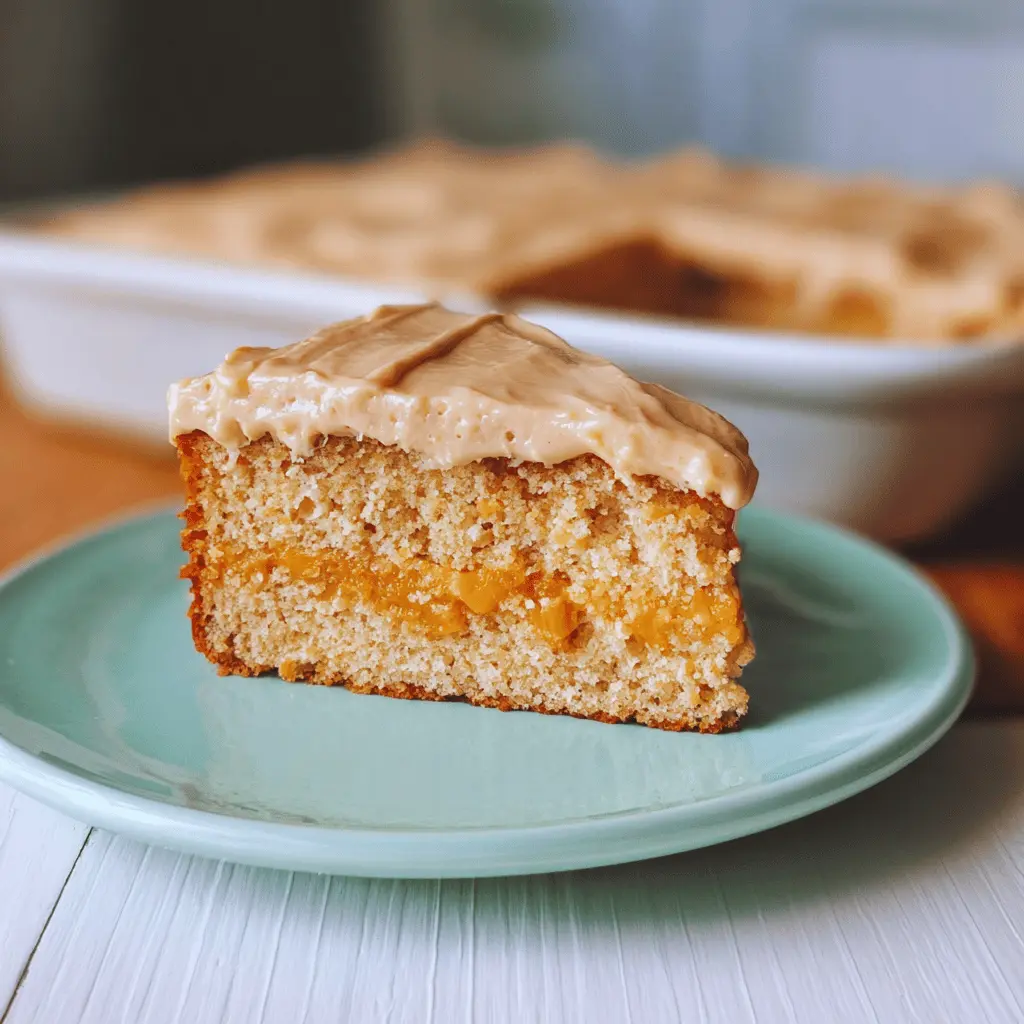 Moist Peach Cake with Brown Sugar Frosting
