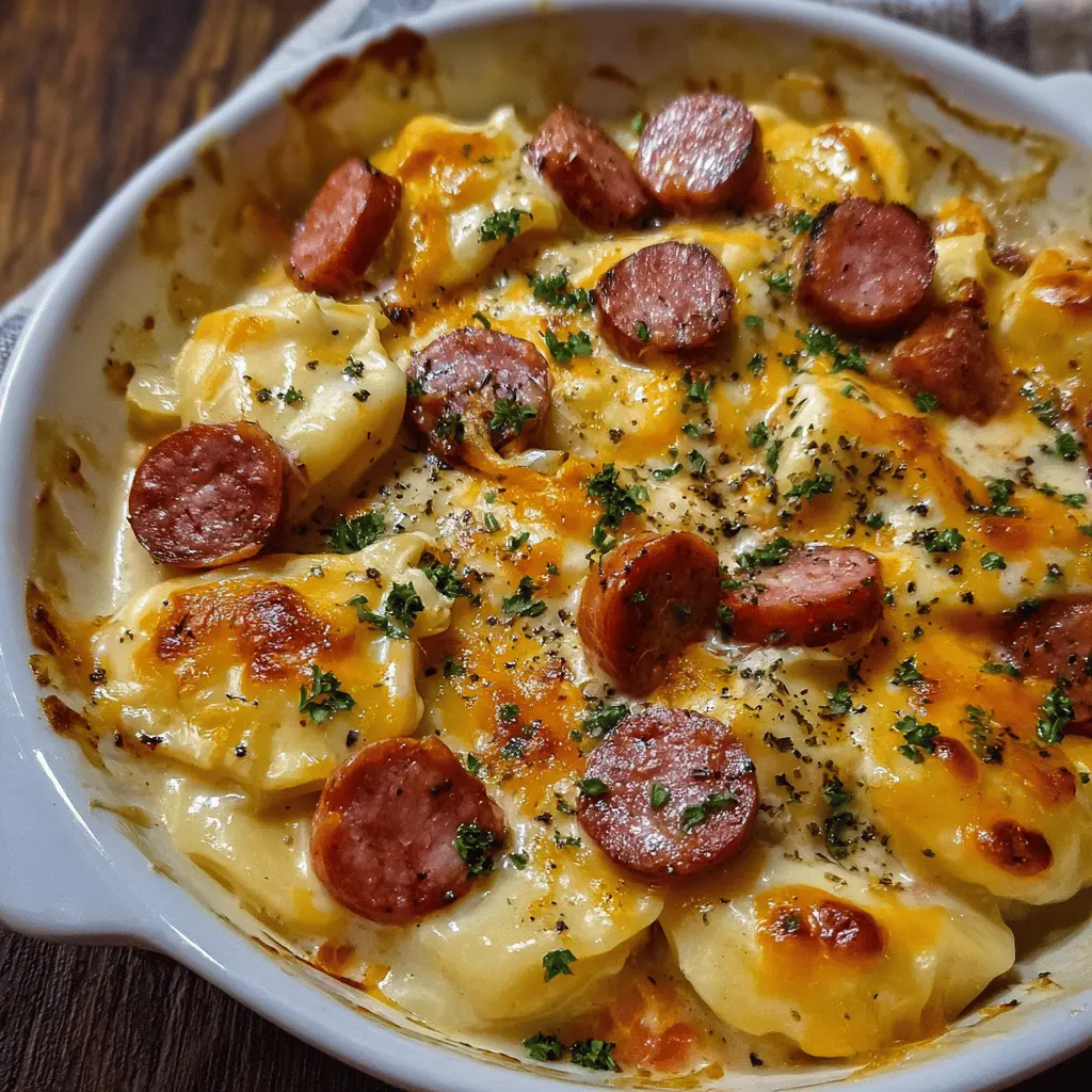 Easy Crockpot Pierogi Casserole with Kielbasa