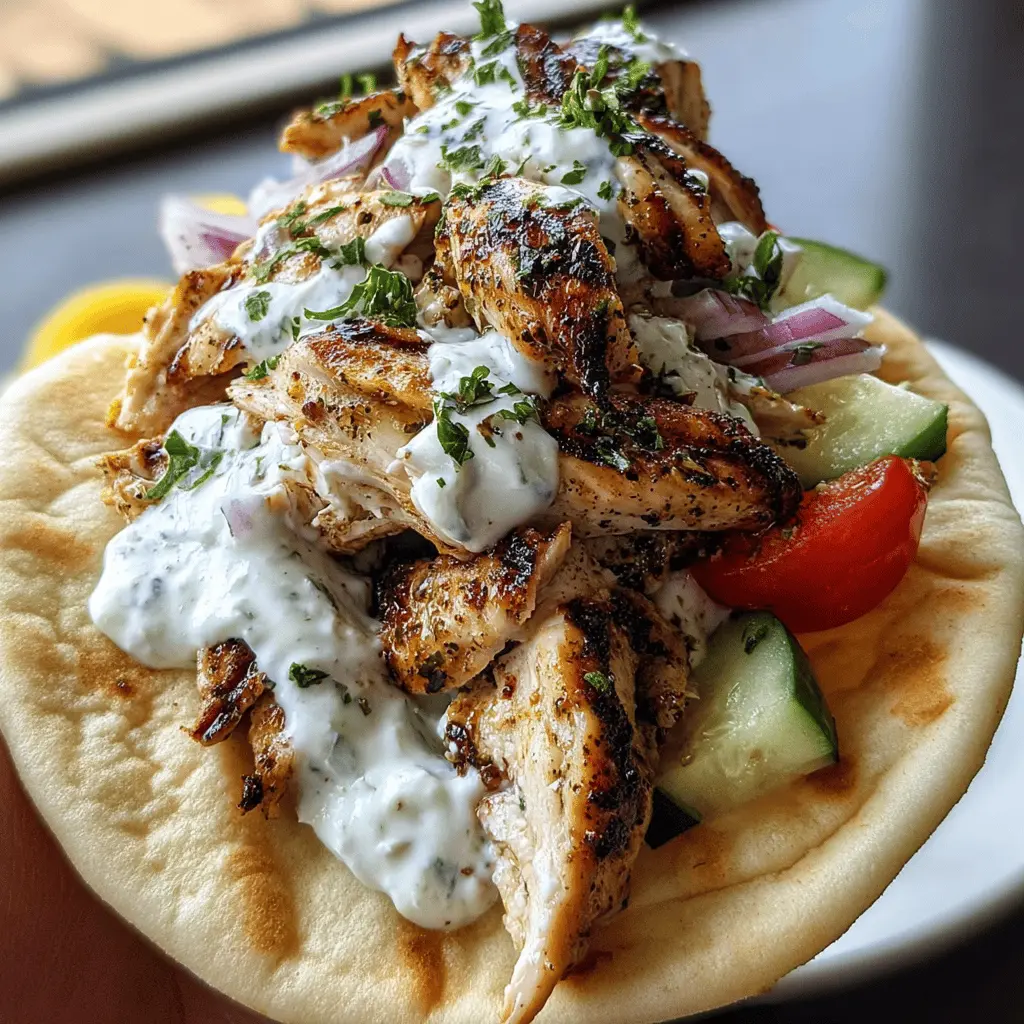 Greek Chicken Gyros with Lemon Herb Marinade and Tzatziki