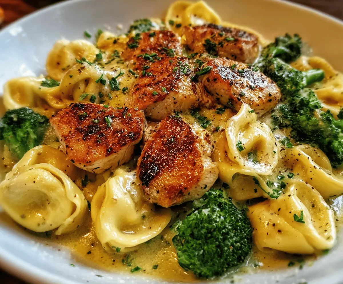 Creamy Garlic Parmesan Chicken Tortellini with Broccoli