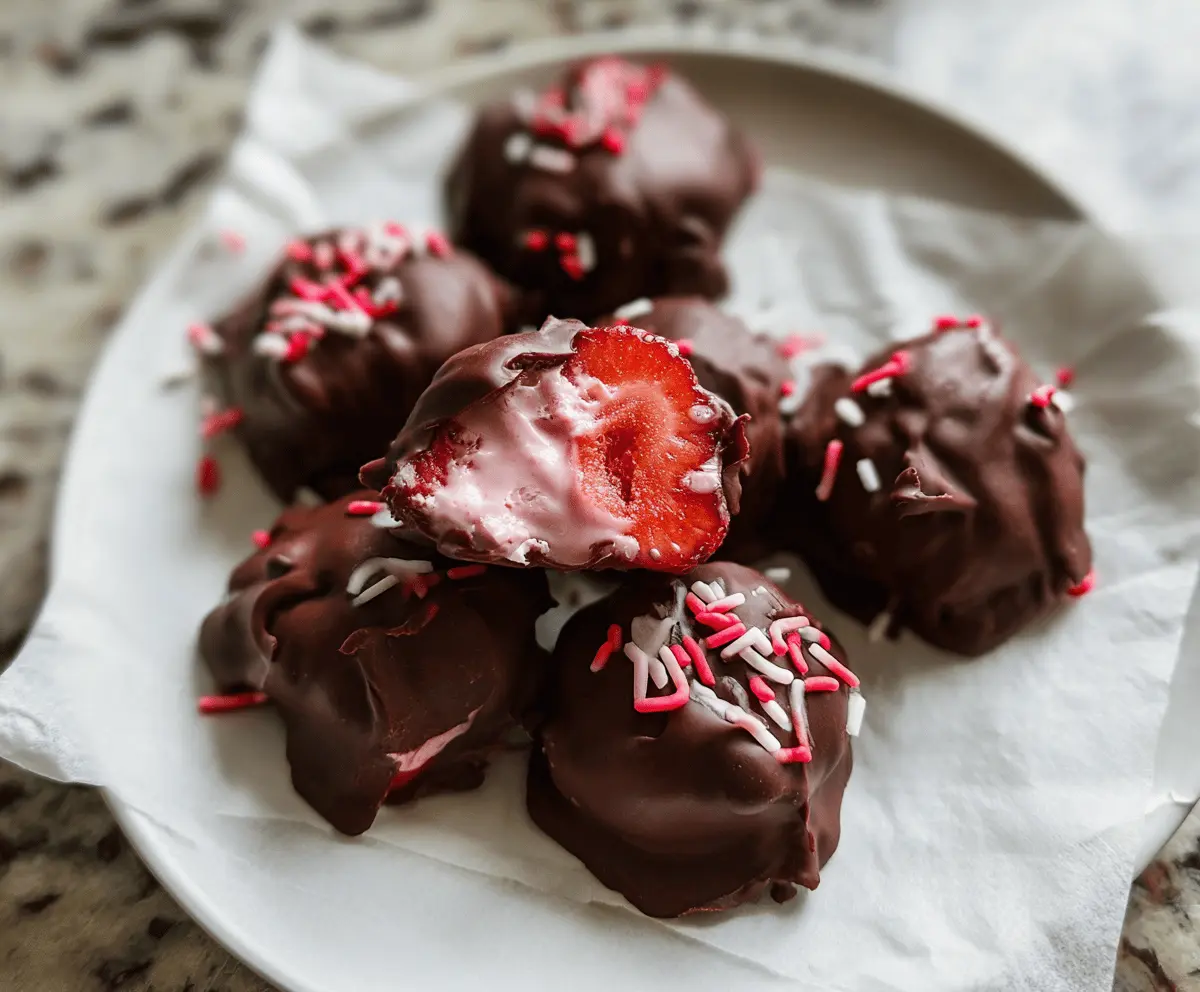 Easy Chocolate Strawberry Frozen Yogurt Bites Recipe