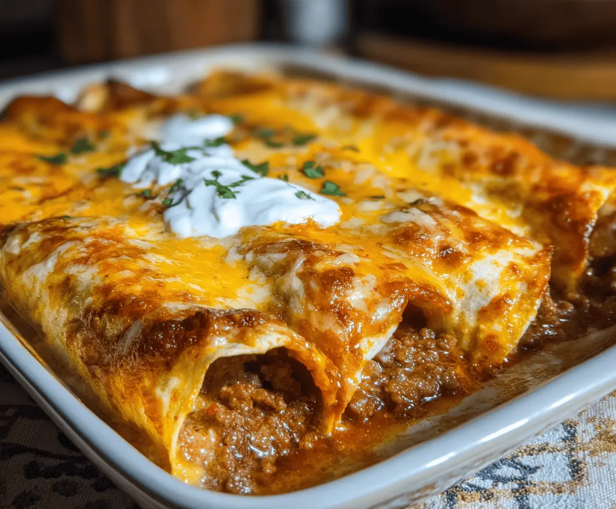 Easy Cheesy Ground Beef Enchiladas Recipe