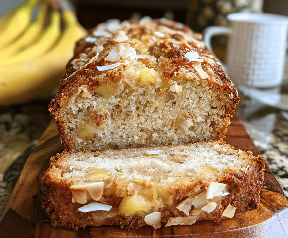 Tropical Hawaiian Banana Bread With Coconut & Pineapple