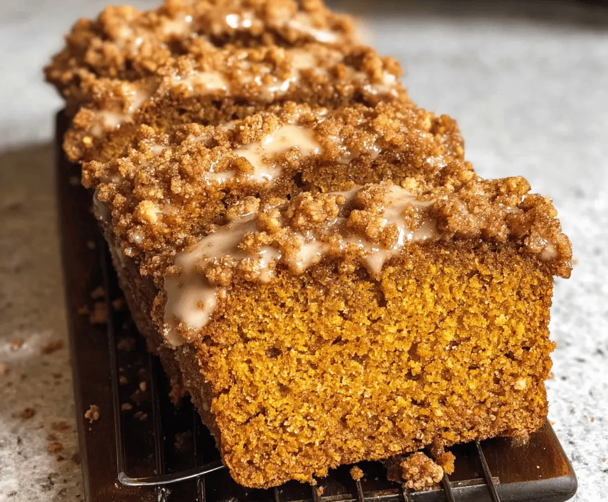 Moist Pumpkin Bread with Streusel and Maple Glaze
